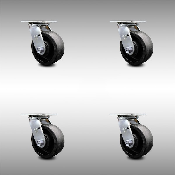 5 Inch SS Glass Filled Nylon Wheel Swivel Caster Set with Ball Bearings SCC